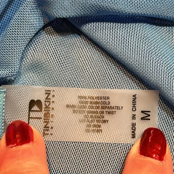 TINIBIKINI SWIMWEAR Sheer Turquoise Blue Bathing Suit Coverup Wrap Size M - Picture 5 of 5